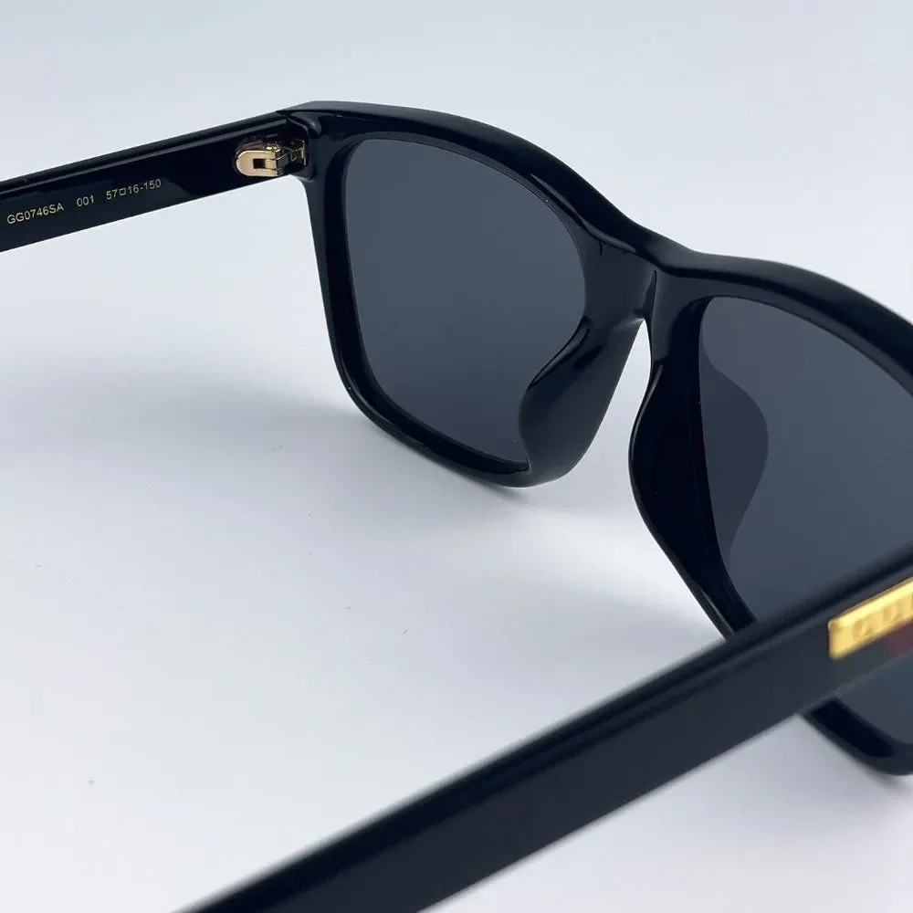 GUCCI GG0746SA 001 Sunglasses Black Gray Anti-Reflective Square Unisex